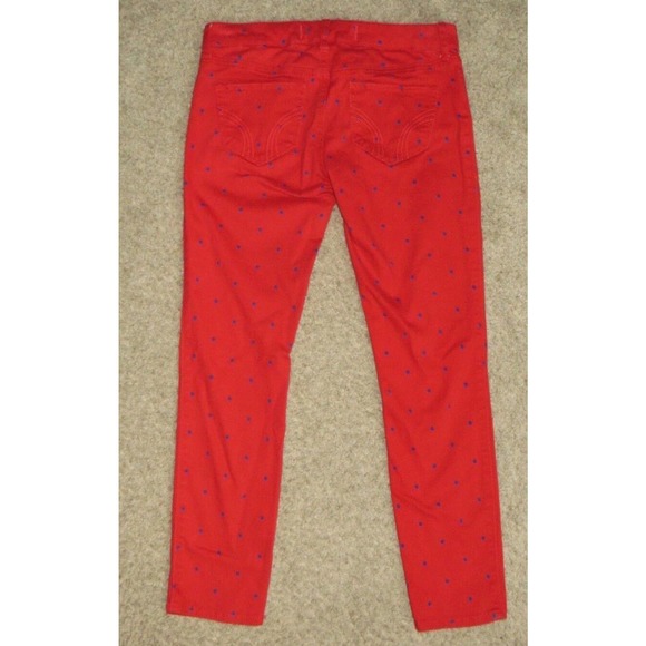 Hollister Jeans Hollister Red Navy Polka Dot Skinny Jeans Size
